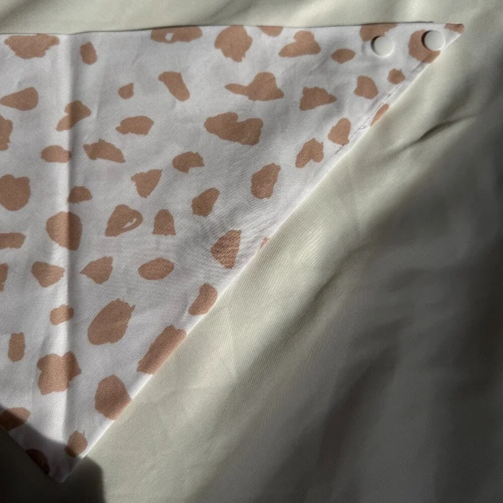 NWT Blush & Fluff Strawberry Cow Print Dog Bandana, White and Pink, Size M